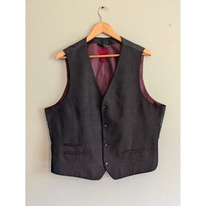 Alfani Slim Fit Suit Vest Mens XL Charcoal Grey Waistcoat Dark Academia Dapper